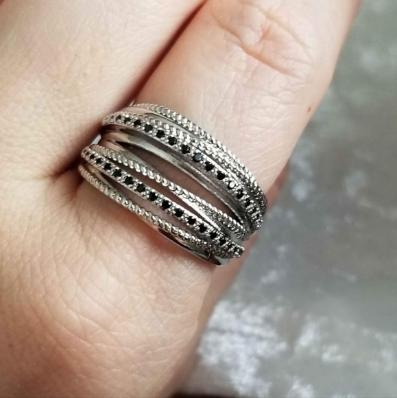 New 925 Silver Onyx Band Wrap Ring for Women - Picture 3 of 8